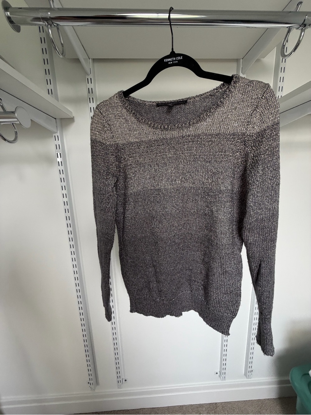 White House Black Market Silver Gray Scoop Neck Sweater